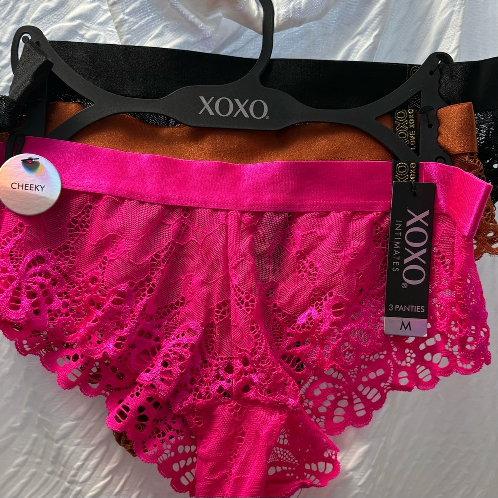 XOXO Lace Cheeky Panties - Hot Pink (3 Pack)